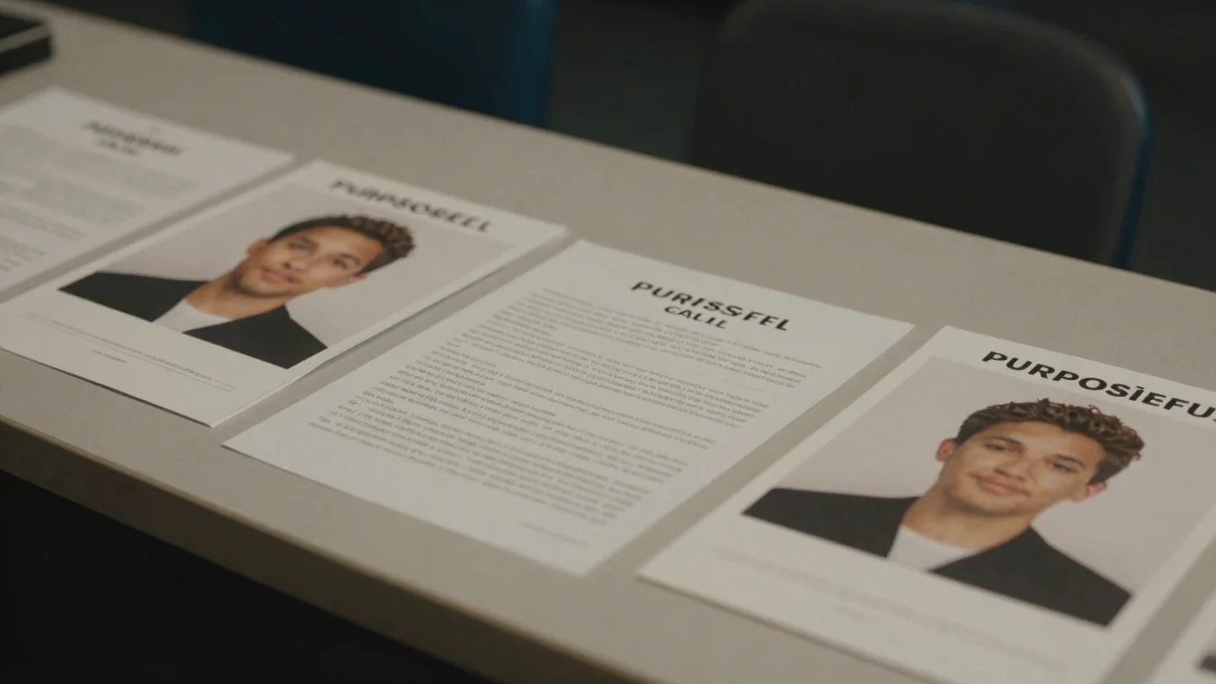 Purposeful detail of a casting call desk with scripts and a heads